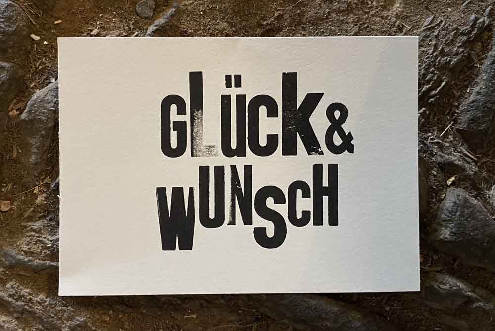 Ergebnis eines Letterpress-Workshops: Postkarte mit eigenem Motiv