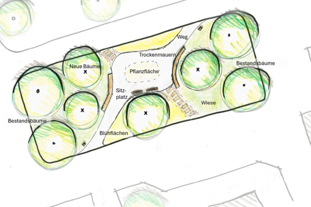 Die vorgesehene Platzgestaltung an der Mülhausener und Leuther Straße